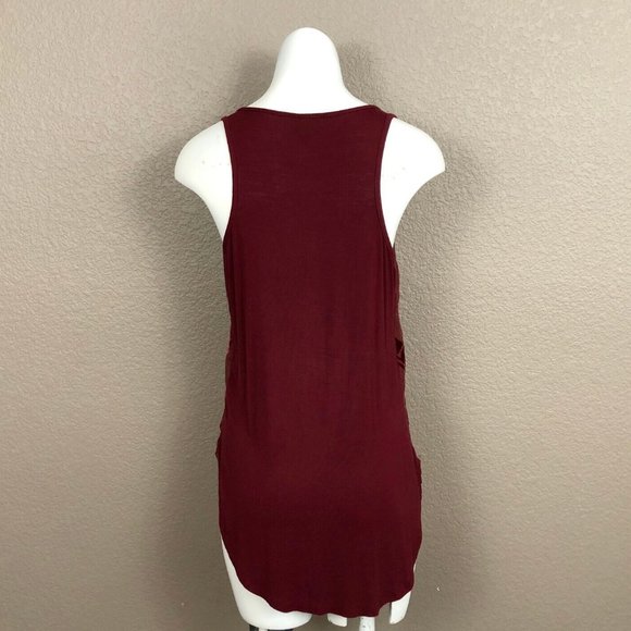 Crushed Velvet Mossimo Supply Co Burgundy Top Sz SP Pre-Owned EXC - Picture 3 of 4
